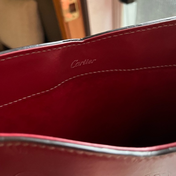 CARTIER Happy Birthday Bordeaux Red  Leather tote with suade  interior - Picture 8 of 11